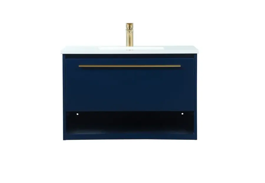 Roman 30" Floating Vanity with Sink in Blue