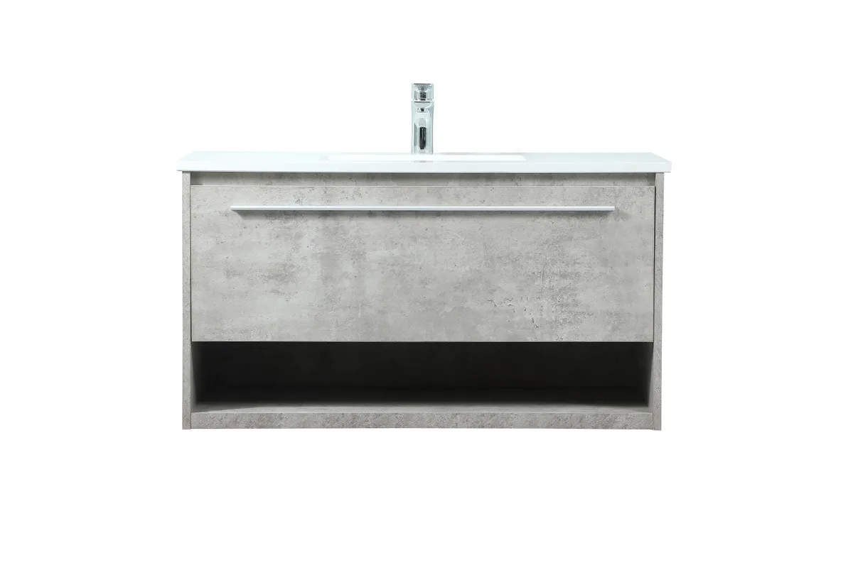 Roman 36" Floating Vanity with Sink in Concrete Grey