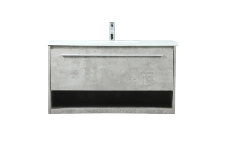 Roman 36" Floating Vanity with Sink in Concrete Grey