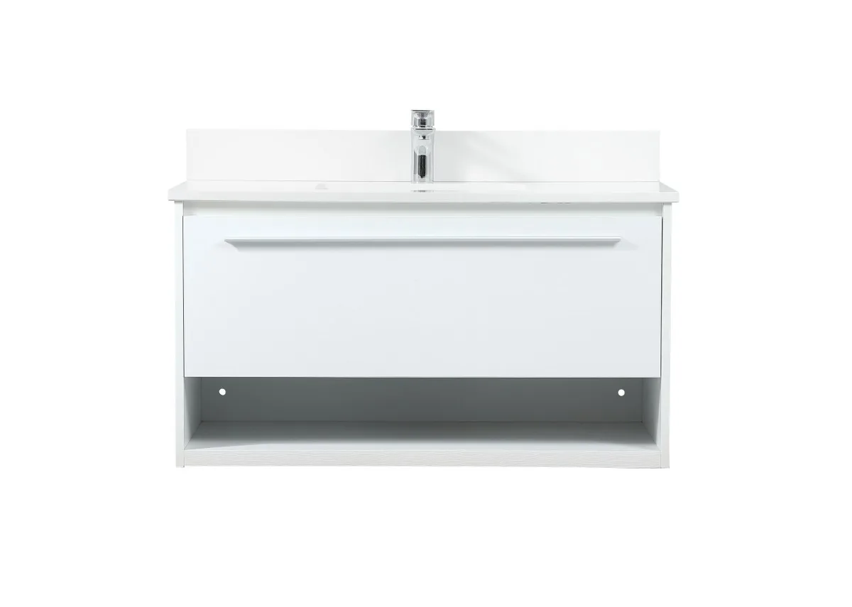 Roman 36" Floating Vanity Set in White