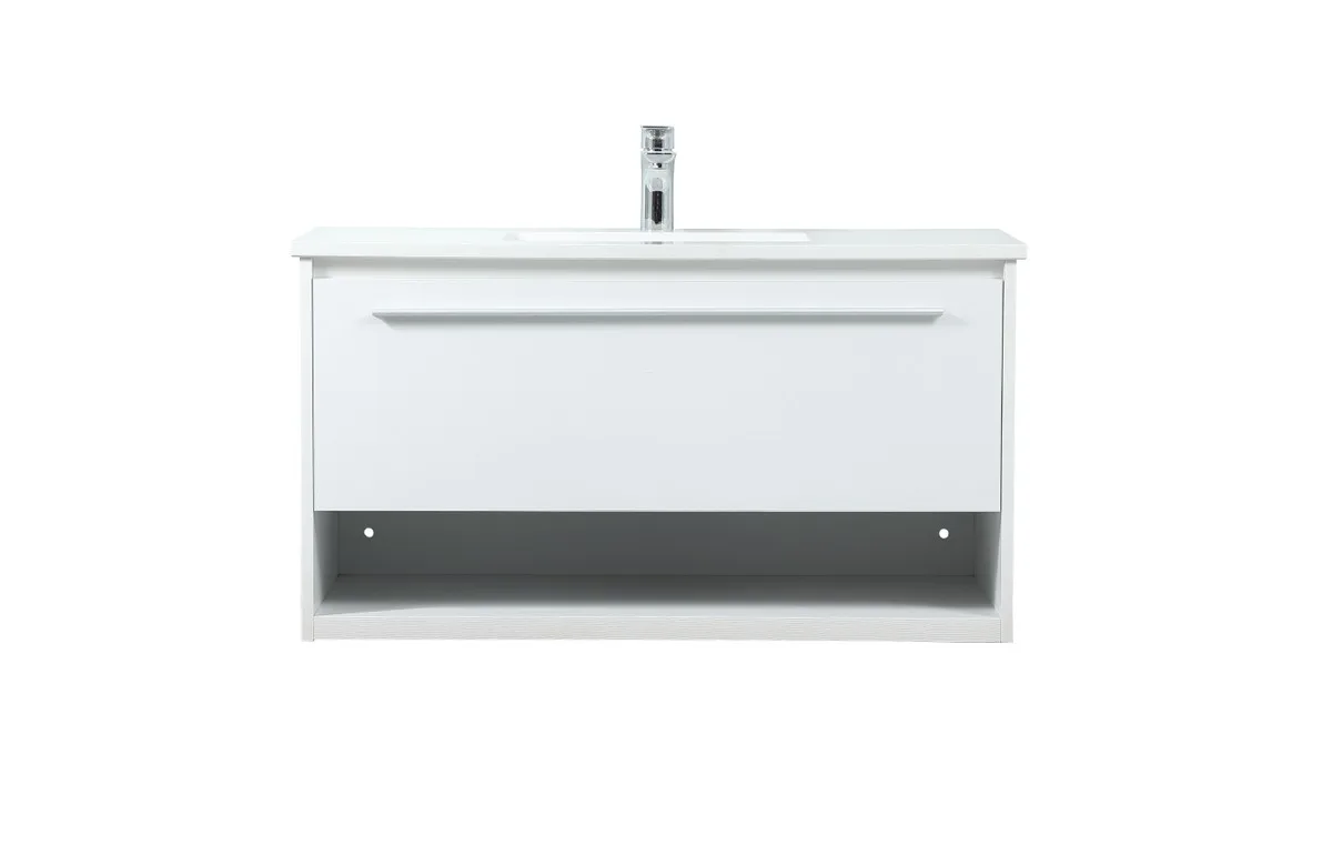 Roman 36" Floating Vanity Sink Set in White