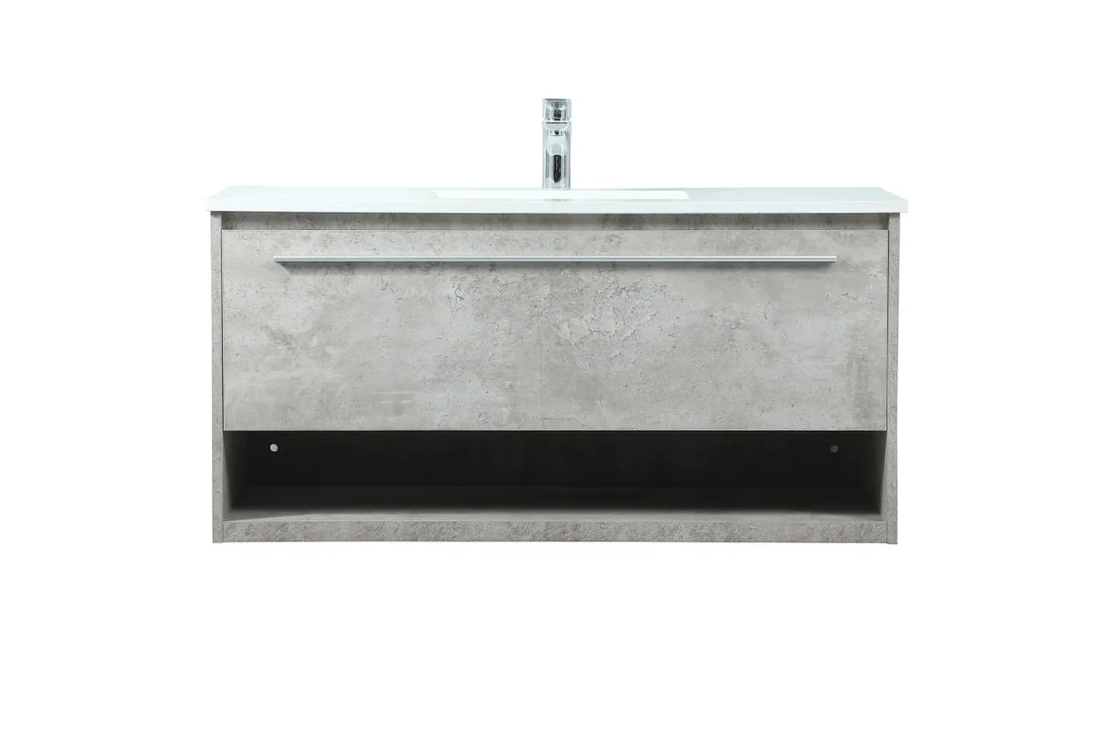 Roman 40" Floating Vanity with Sink in Concrete Grey