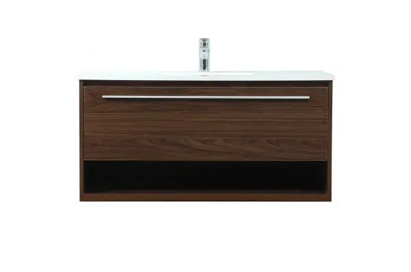 Roman 40" Floating Vanity Set in Walnut