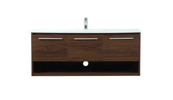 Roman 48" Floating Vanity Set in Walnut