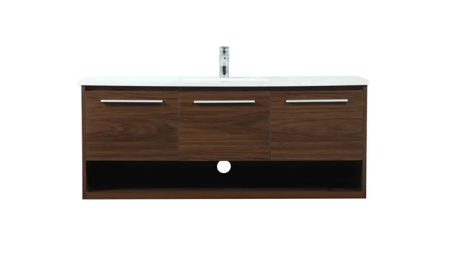 Roman 48" Floating Vanity Set in Walnut