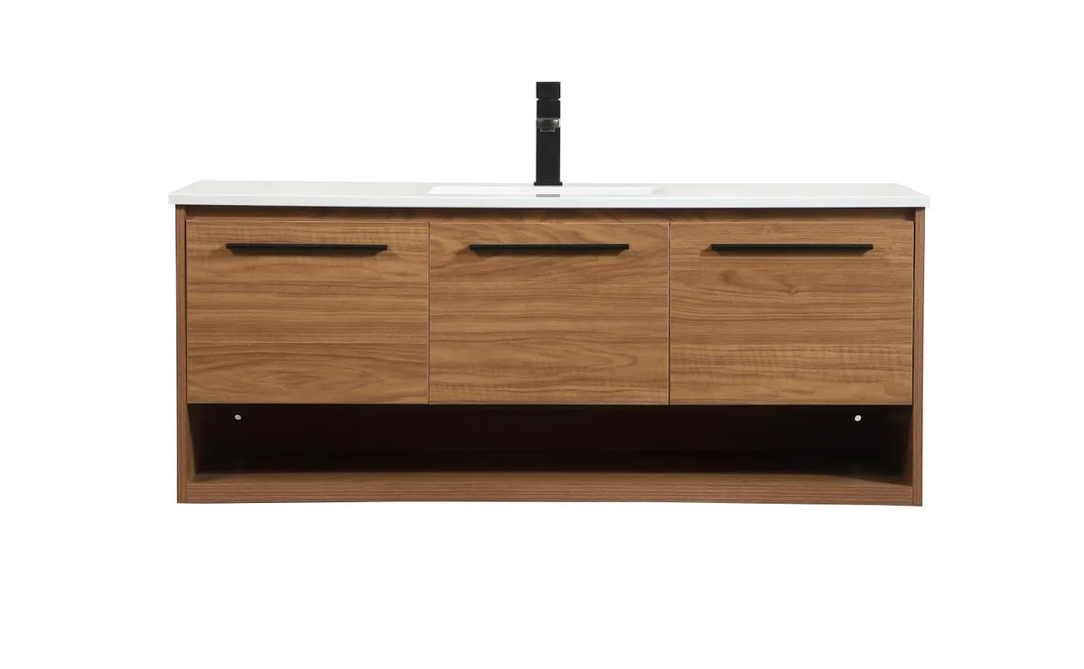 Roman Single Bathroom Vanity in Walnut Brown