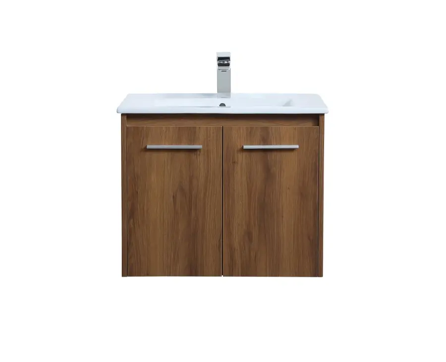 Rasina 24" Single Bathroom Floating Vanity in Walnut Brown