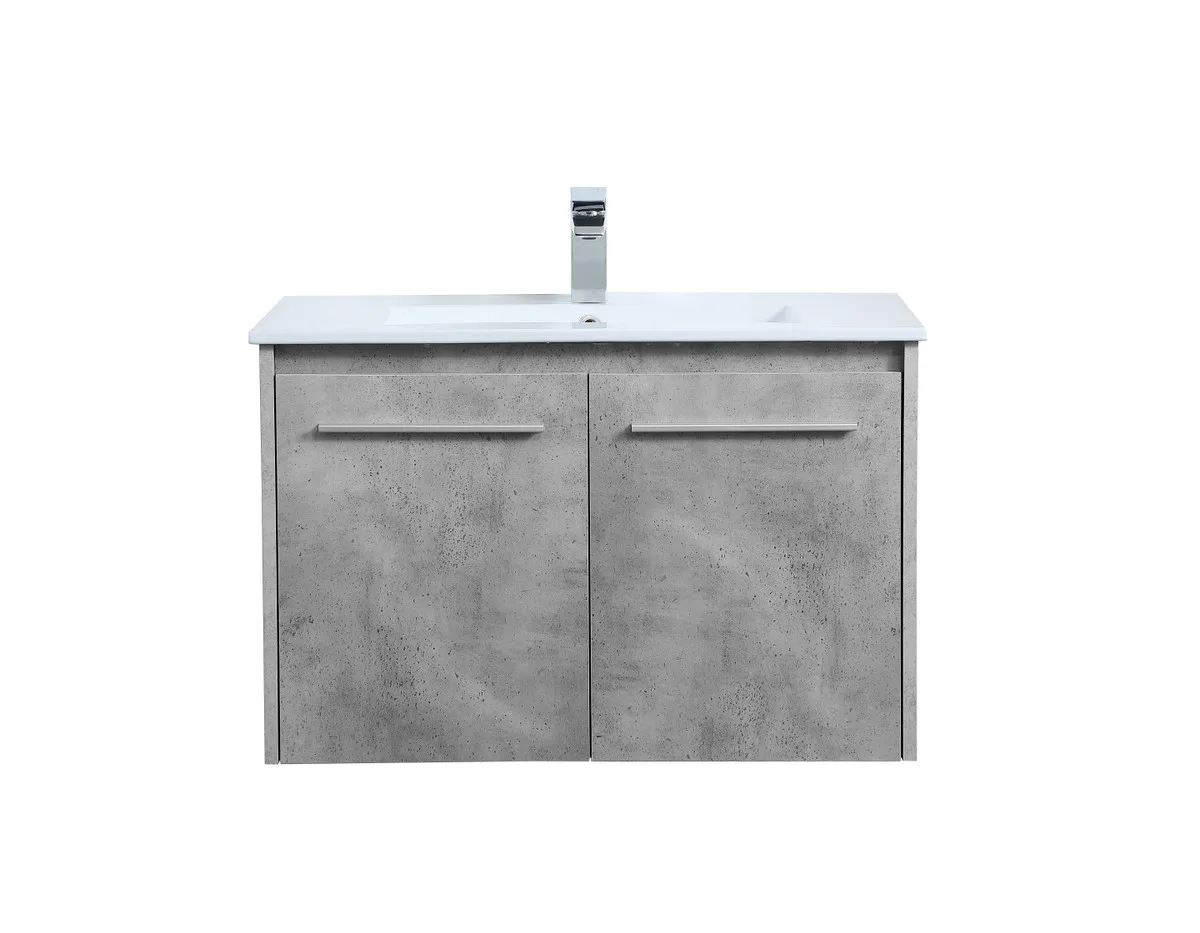 Rasina Single Bathroom Floating Vanity in Concrete Grey