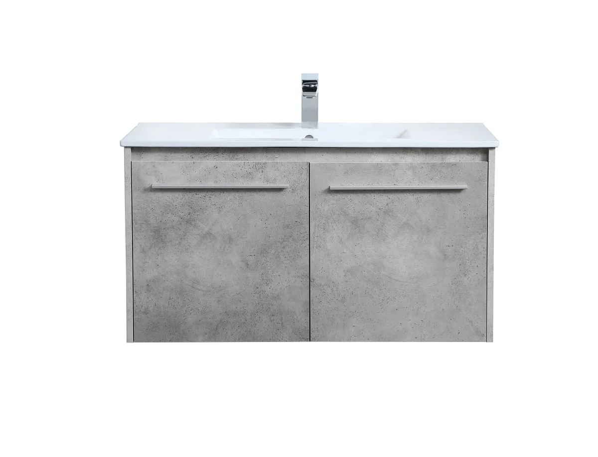 Rasina Single Bathroom Floating Vanity in Concrete Grey
