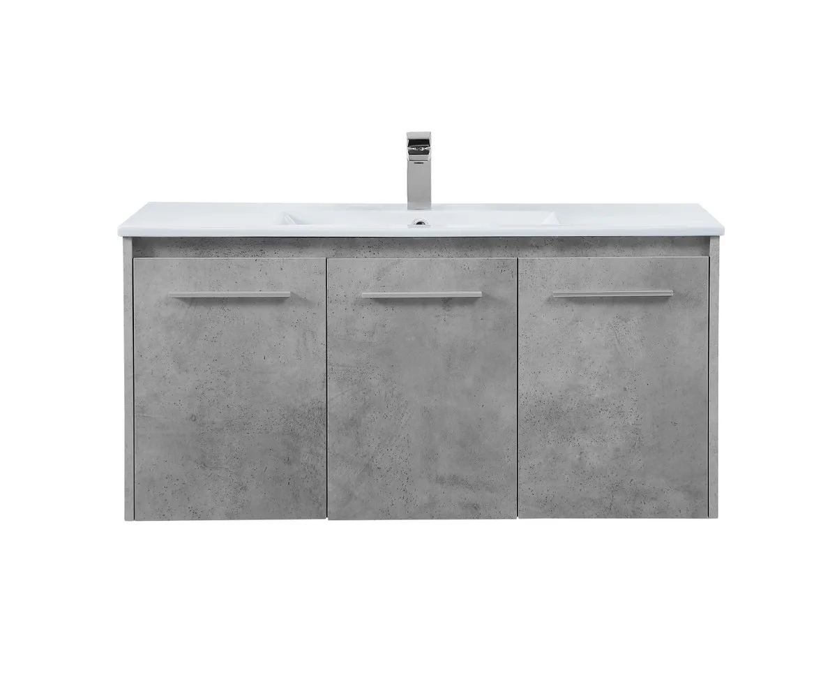 Rasina Single Bathroom Floating Vanity in Concrete Grey
