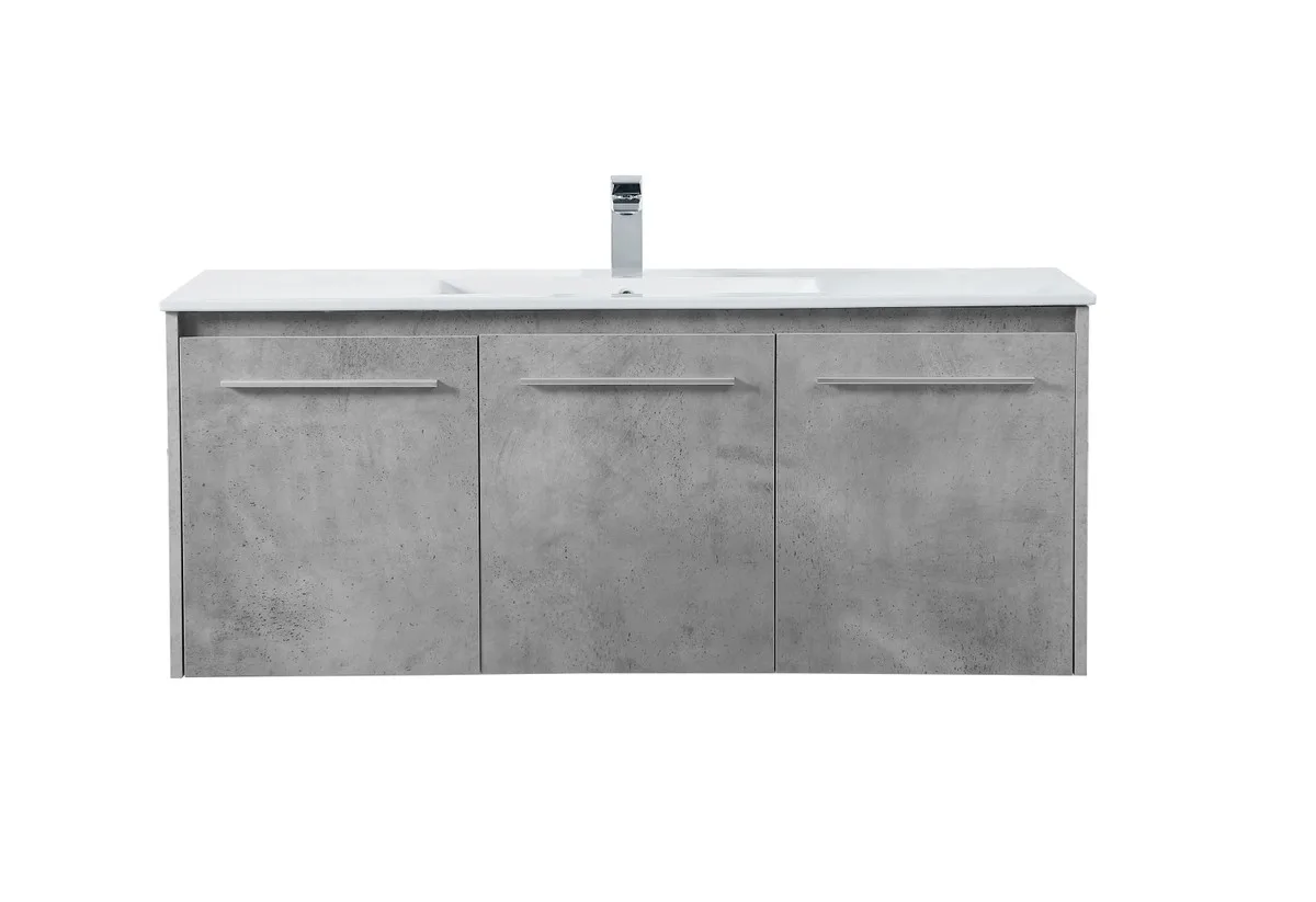 Rasina Single Bathroom Floating Vanity in Concrete Grey