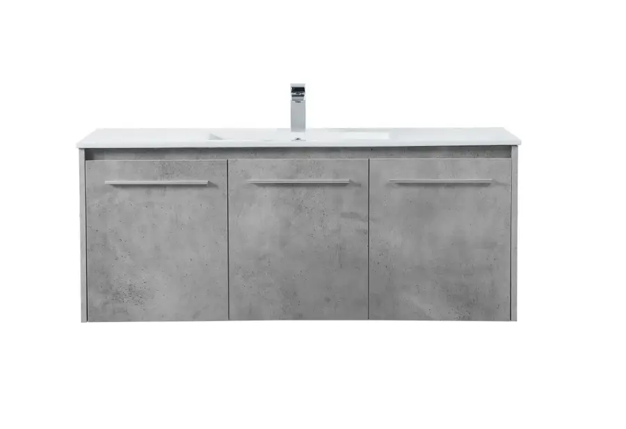 Rasina 48" Single Bathroom Floating Vanity in Concrete Grey