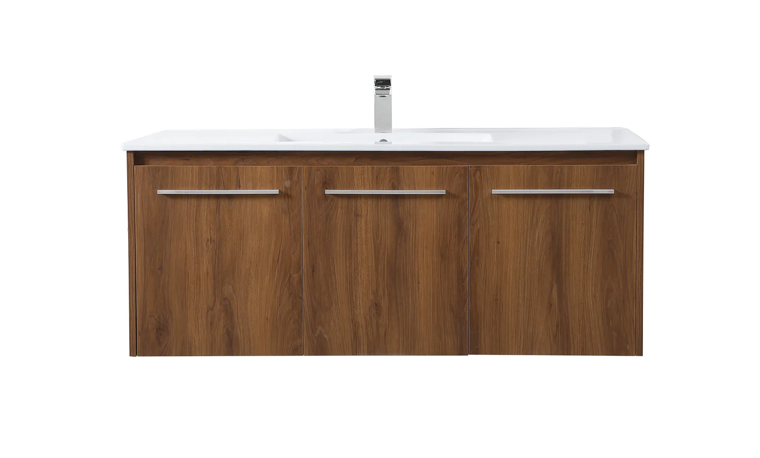 Rasina Single Bathroom Floating Vanity in Walnut Brown