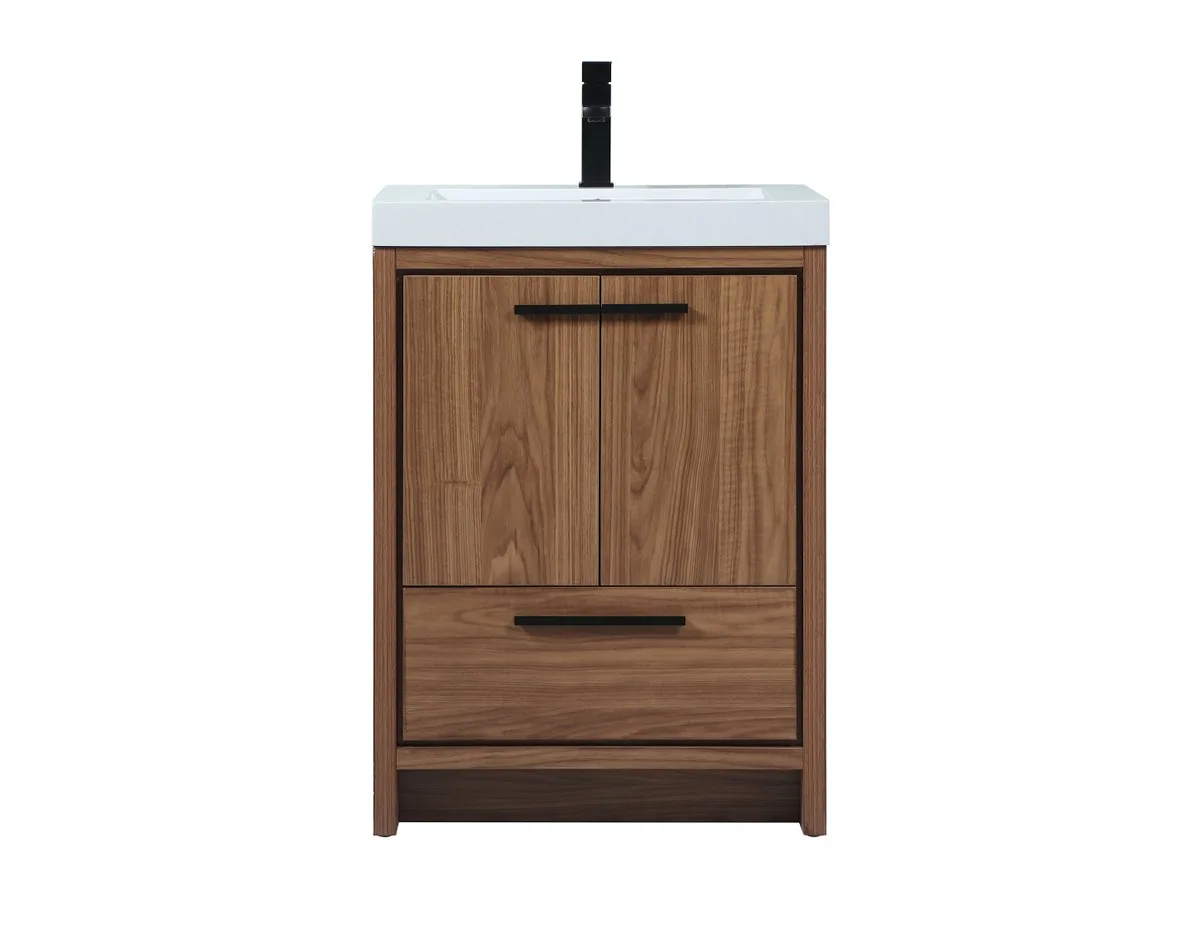 Wyatt 24" Single Bathroom Vanity in Walnut Brown