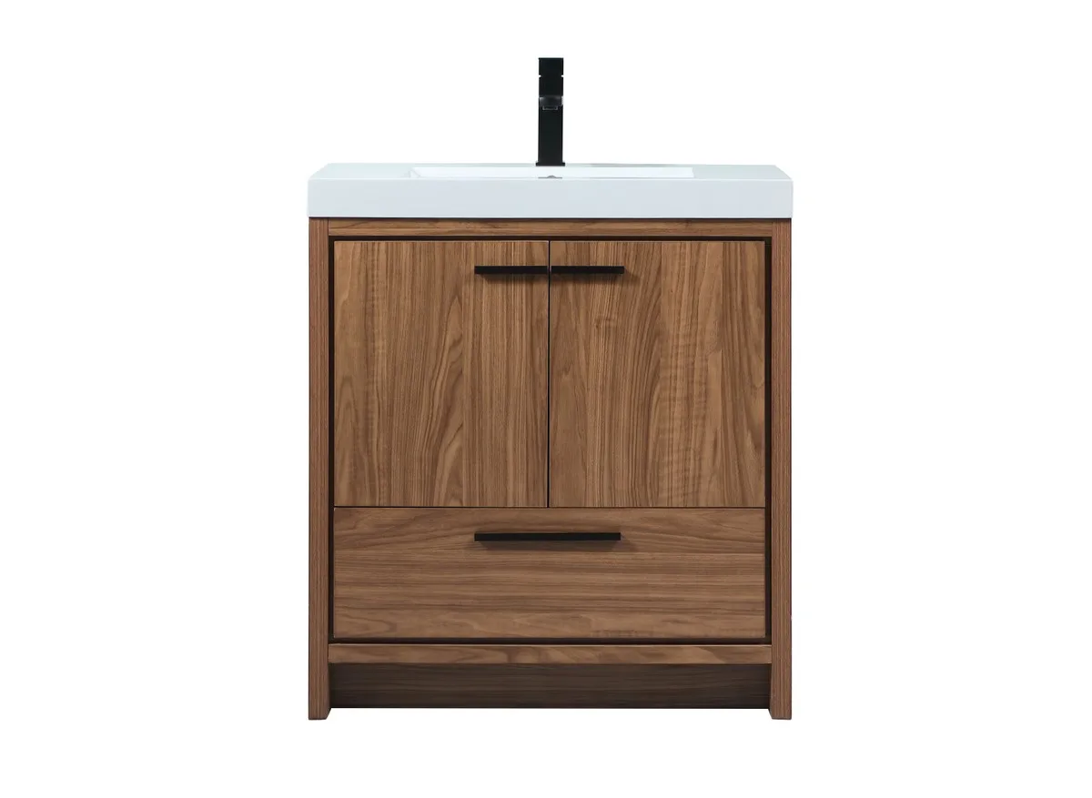 Wyatt 30" Single Bathroom Vanity in Walnut Brown