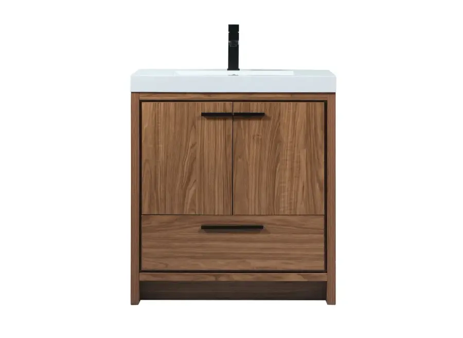 Wyatt 30" Single Bathroom Vanity in Walnut Brown