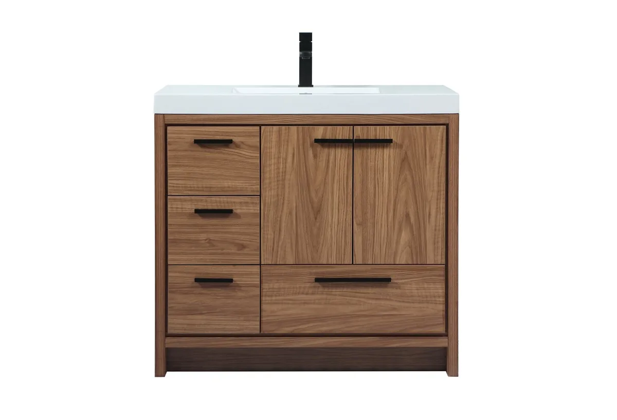 Wyatt Single Bathroom Vanity in walnut brown