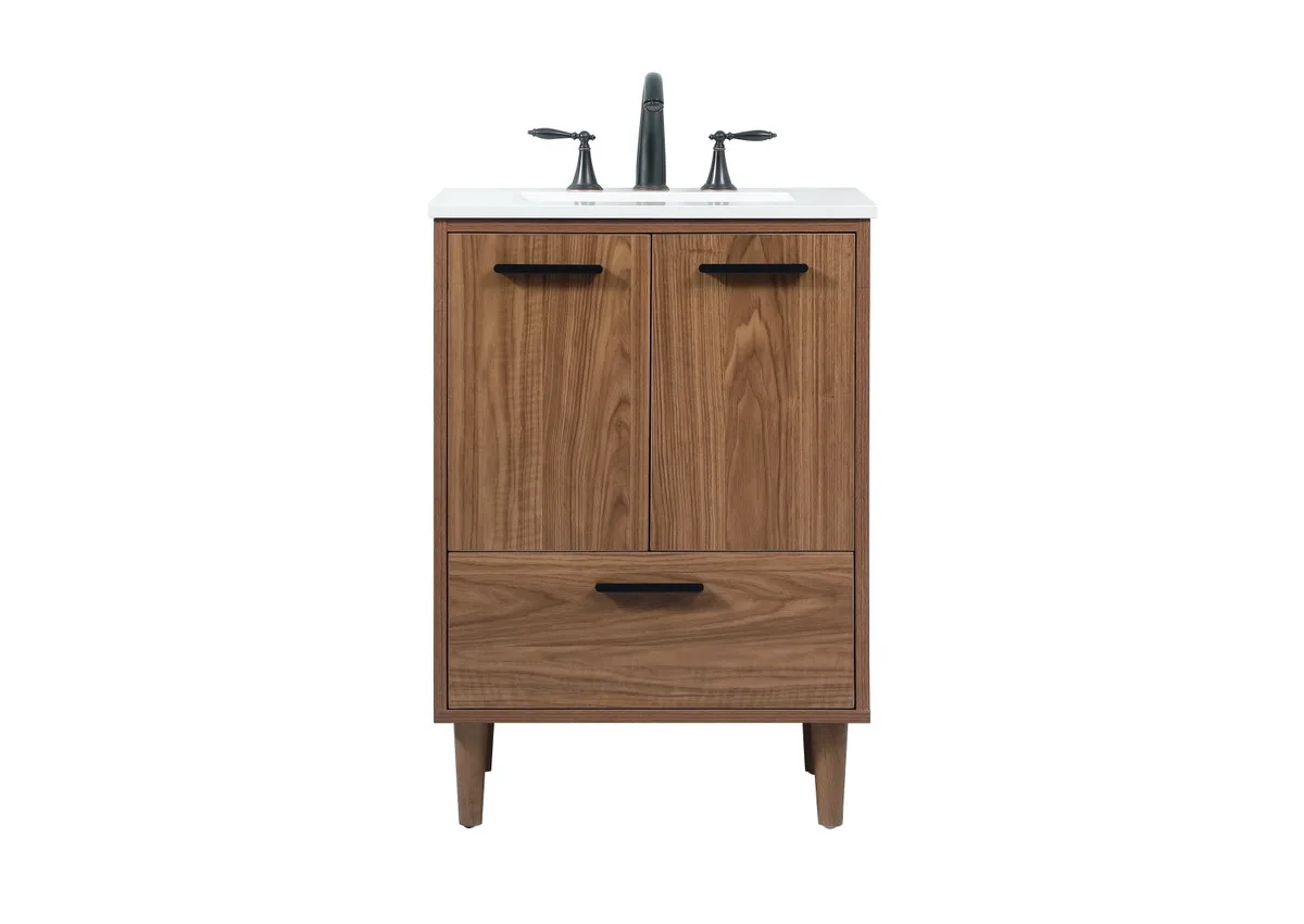Baldwin 24" Single Bathroom Vanity in Walnut Brown