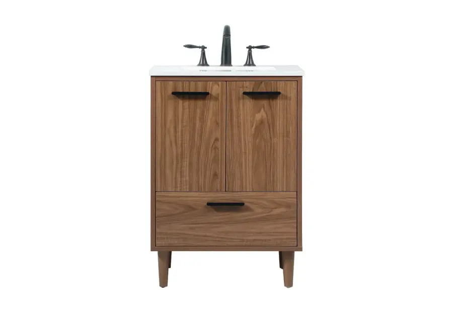 Baldwin 24" Single Bathroom Vanity in Walnut Brown