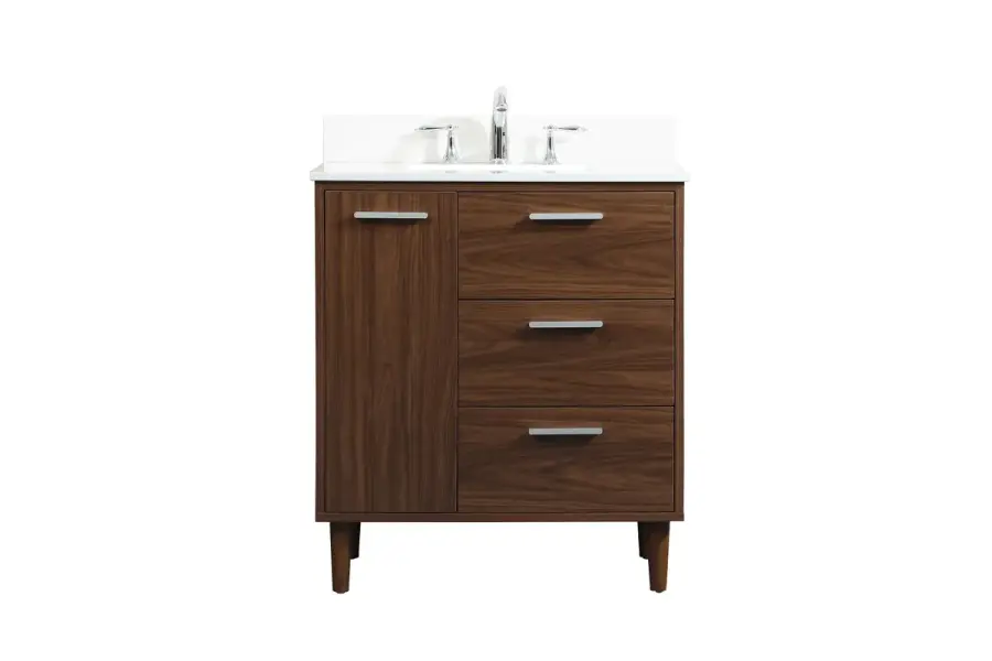 Baldwin 30" Walnut Vanity with Engineered Stone Top