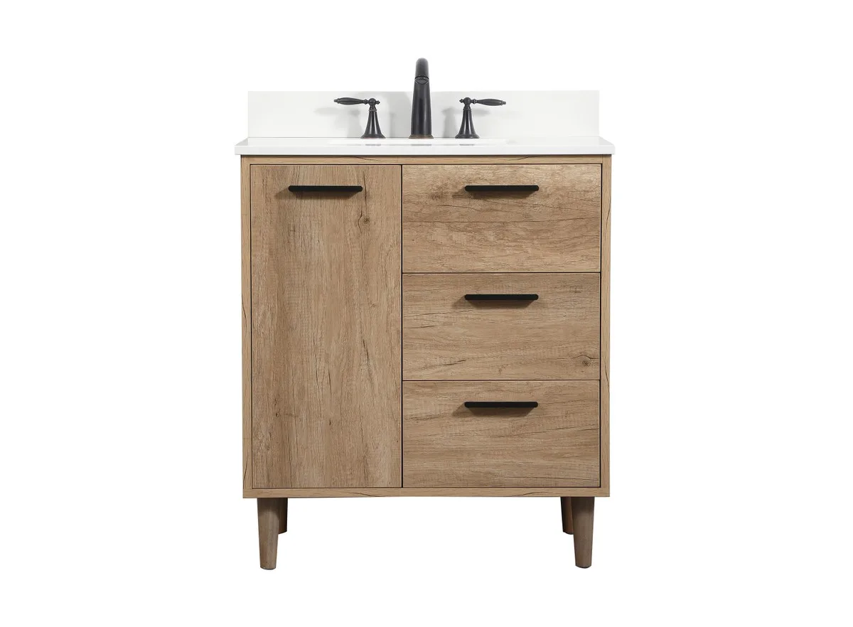 Baldwin 30" Single Bathroom Vanity in Natural Oak
