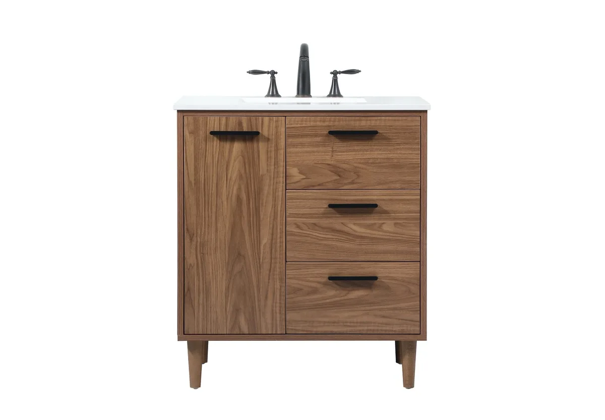 Baldwin 30" Single Bathroom Vanity in Walnut Brown