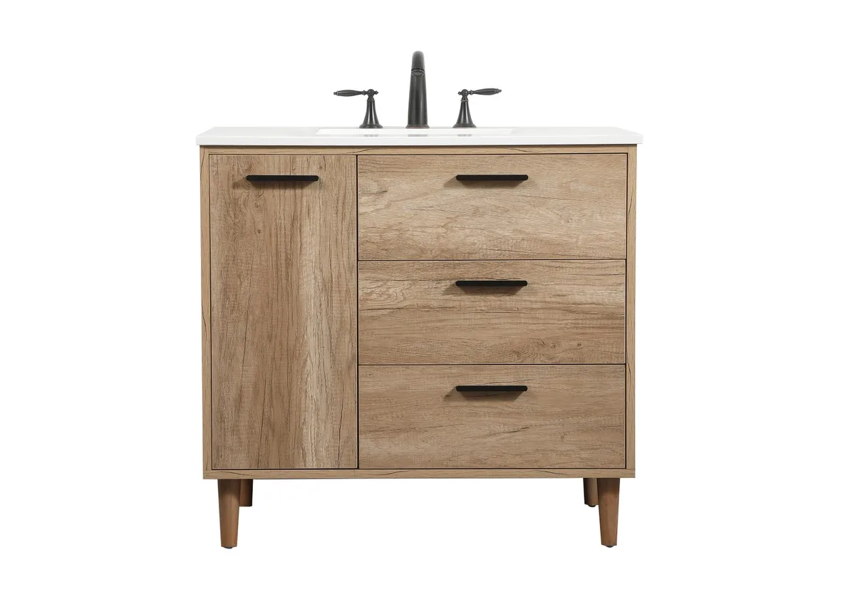 Baldwin 36" Single Bathroom Vanity in Natural Oak