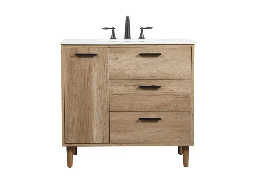 Baldwin 36" Single Bathroom Vanity in Natural Oak