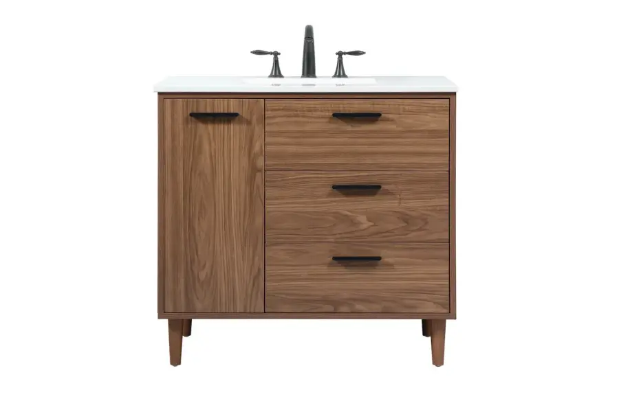 Baldwin 36" Single Bathroom Vanity in Walnut Brown