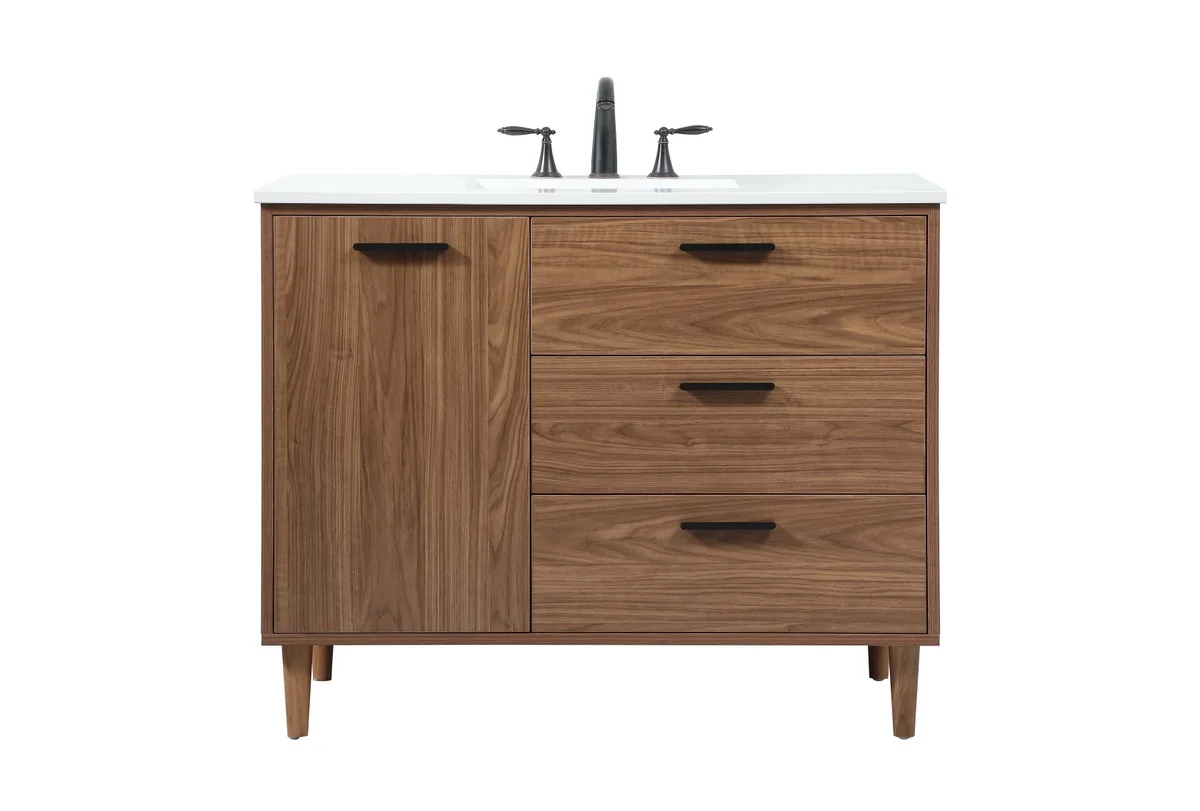 Baldwin Single Bathroom Vanity in walnut brown