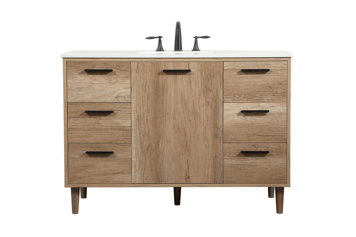 Baldwin Single Bathroom Vanity in natural oak
