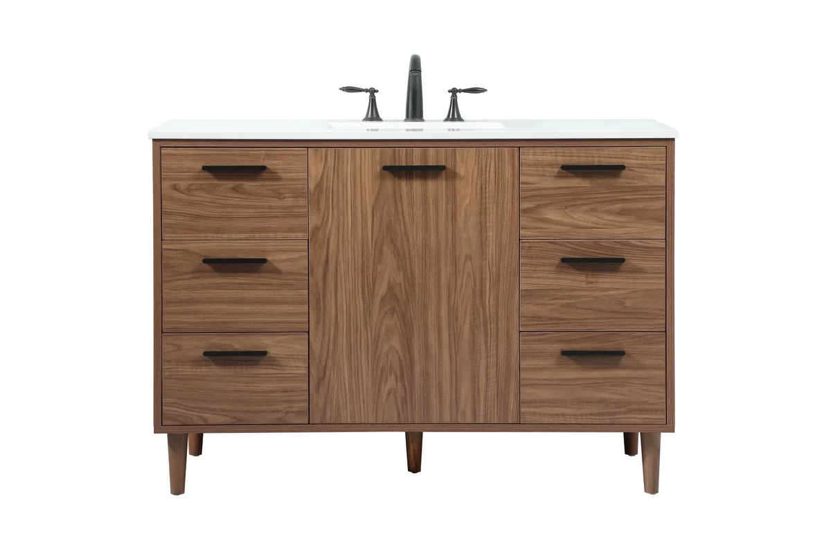 Baldwin Single Bathroom Vanity in walnut brown