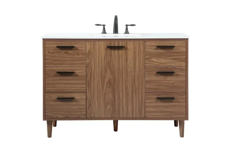 Baldwin 48" Single Bathroom Vanity in Walnut Brown