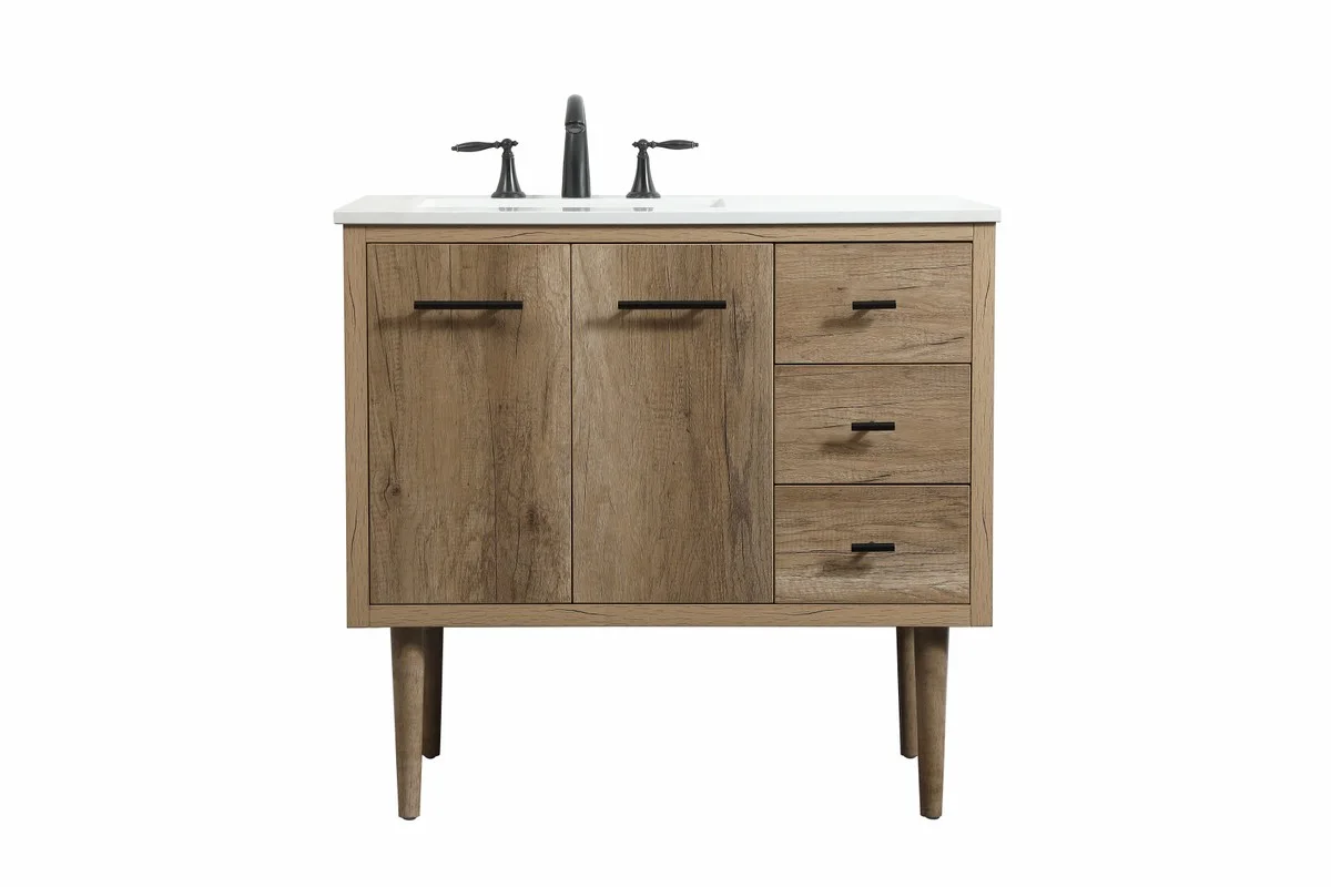Cyrus Single Bathroom Vanity in Natural oak
