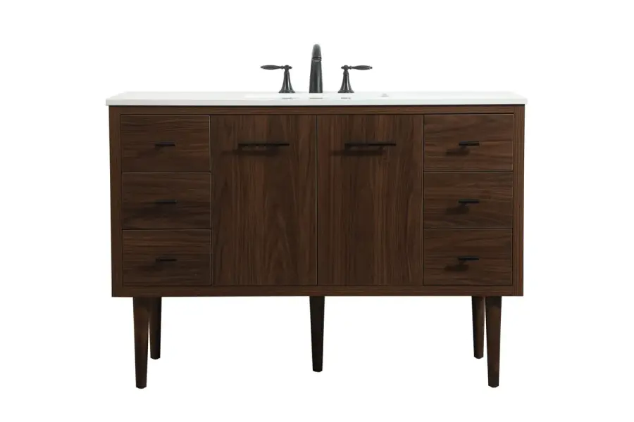 Cyrus 48" Single Bathroom Vanity in Walnut