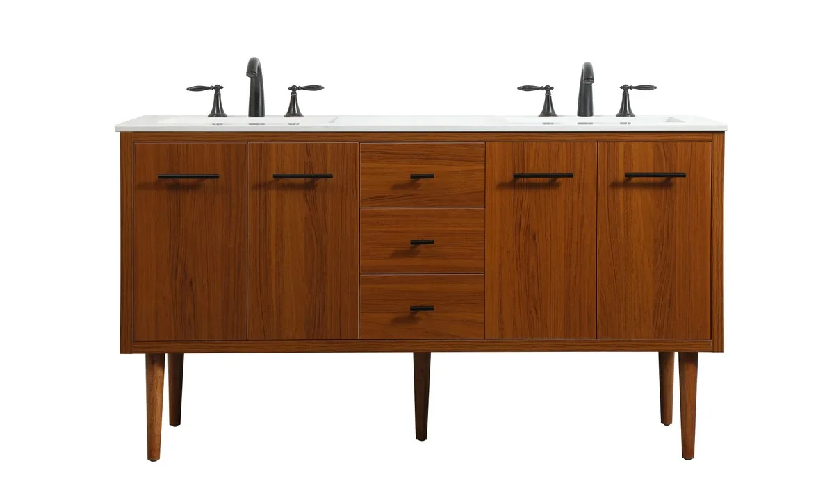 Cyrus Single Bathroom Vanity in Teak