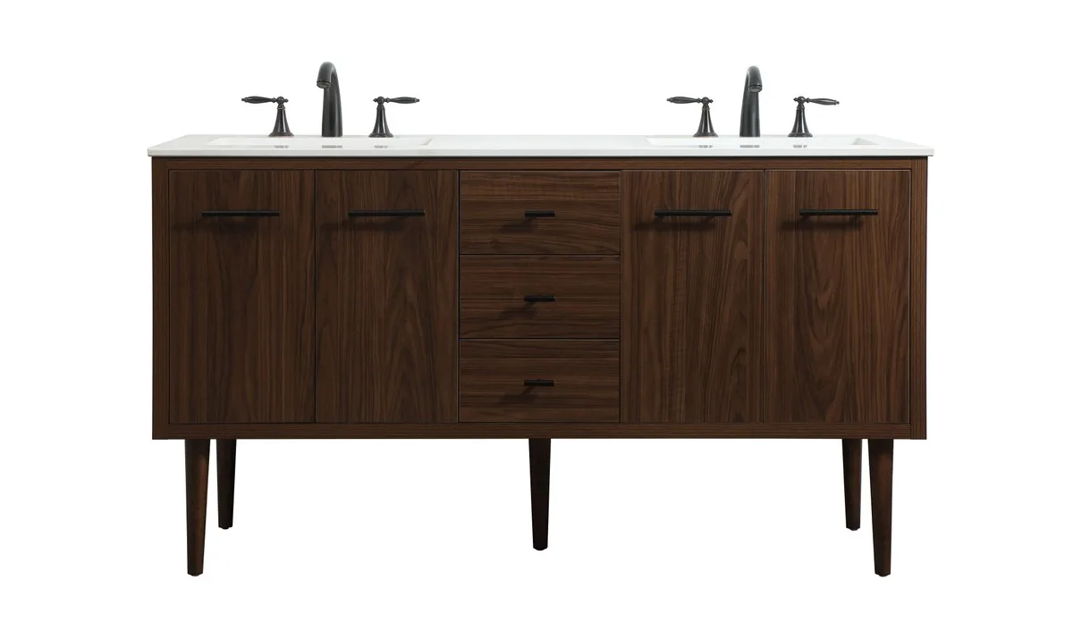 Cyrus Single Bathroom Vanity in Walnut