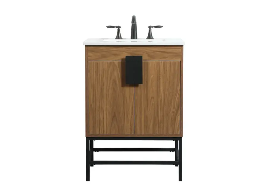 Eugene 24" Single Bathroom Vanity in Walnut Brown