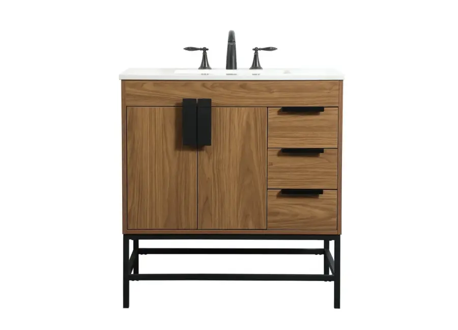 Eugene Single Bathroom Vanity in Walnut Brown