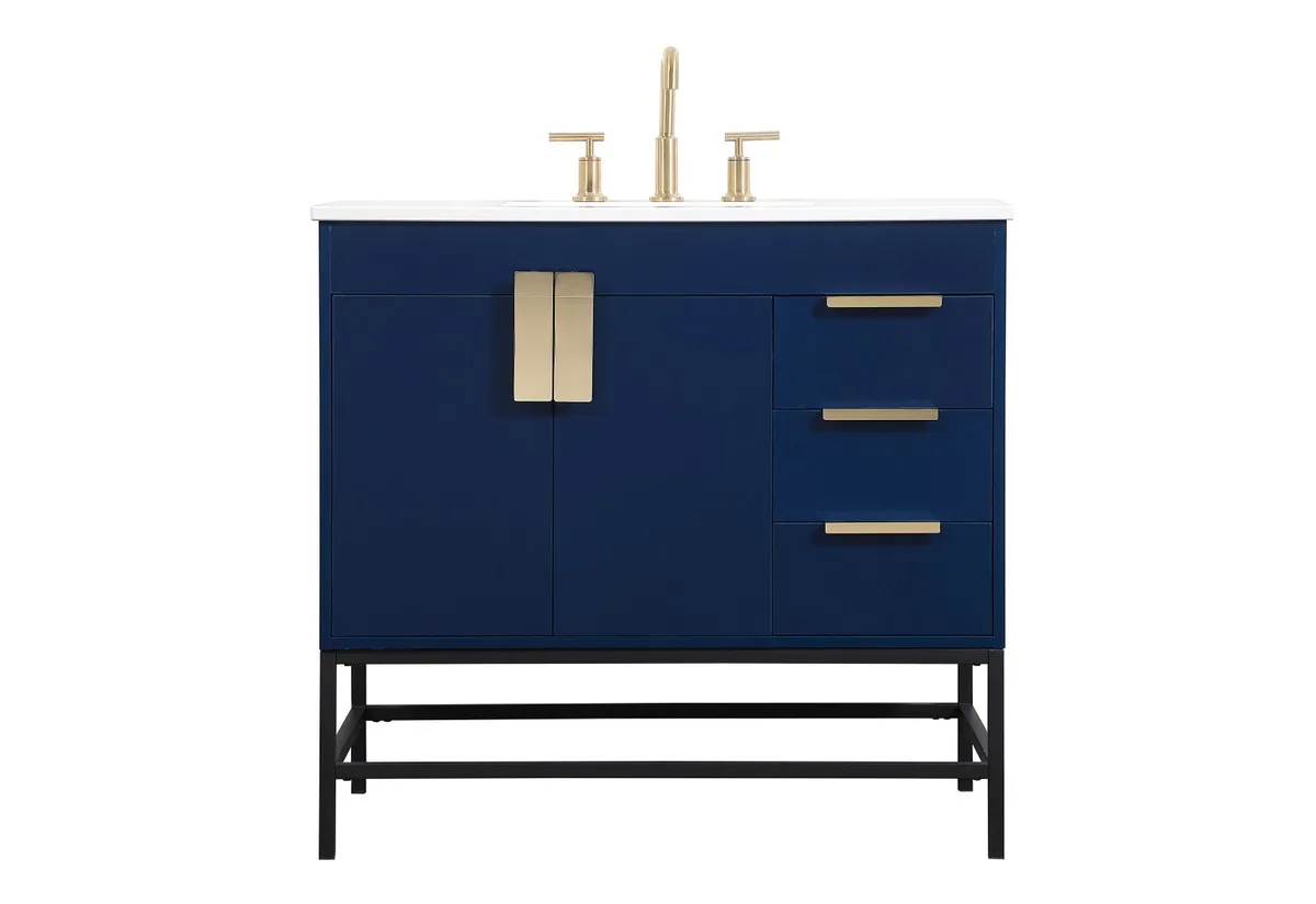 Eugene 36" Single Bathroom Vanity in Blue