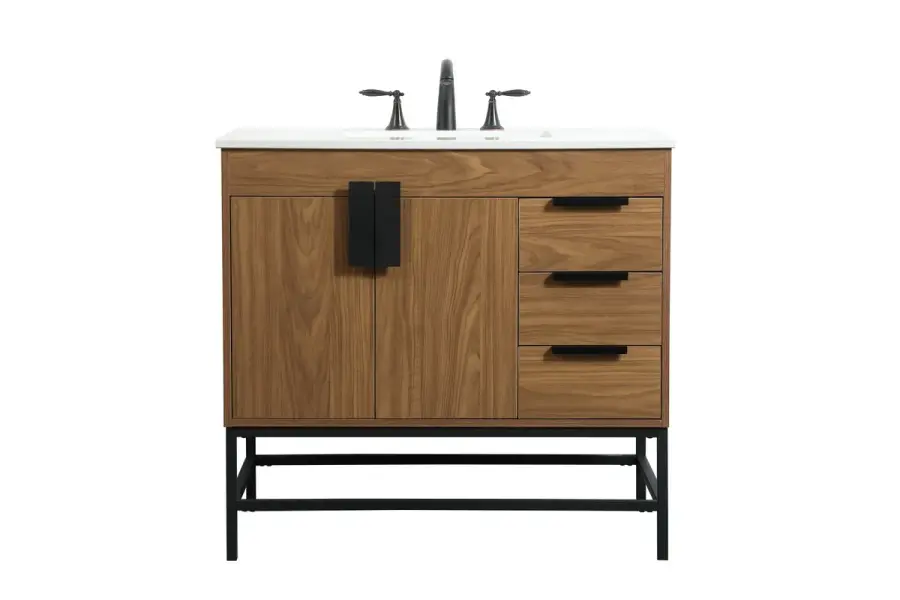 Eugene 36" Single Bathroom Vanity in Walnut Brown