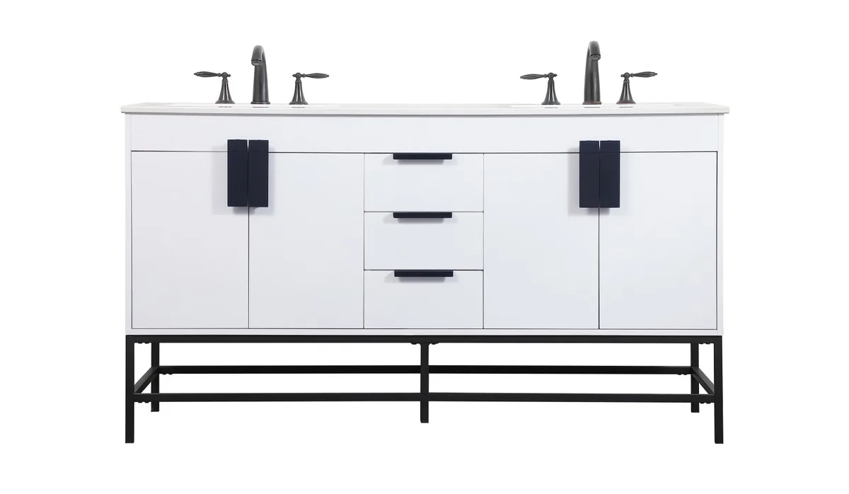 Eugene 60" Double Bathroom Vanity in White