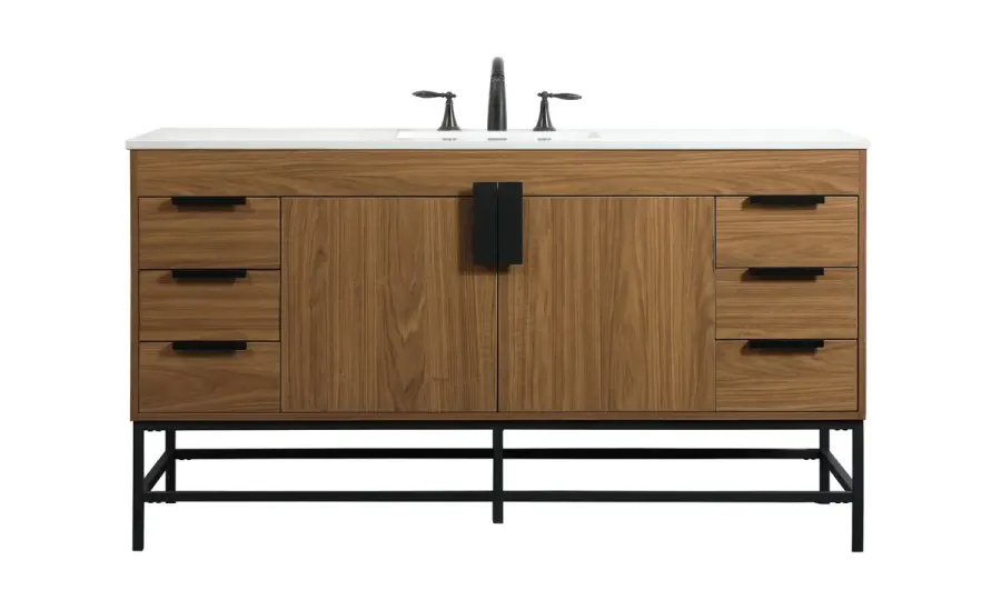 Eugene 60" Single Bathroom Vanity in Walnut Brown