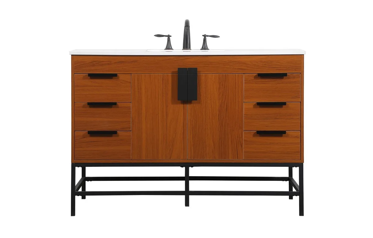 Eugene Single Bathroom Vanity in Teak
