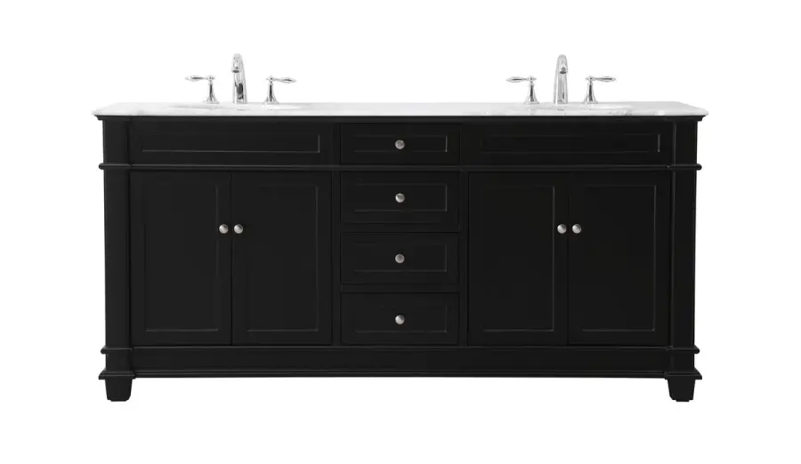 Wesley 72" Double Vanity Set in Black