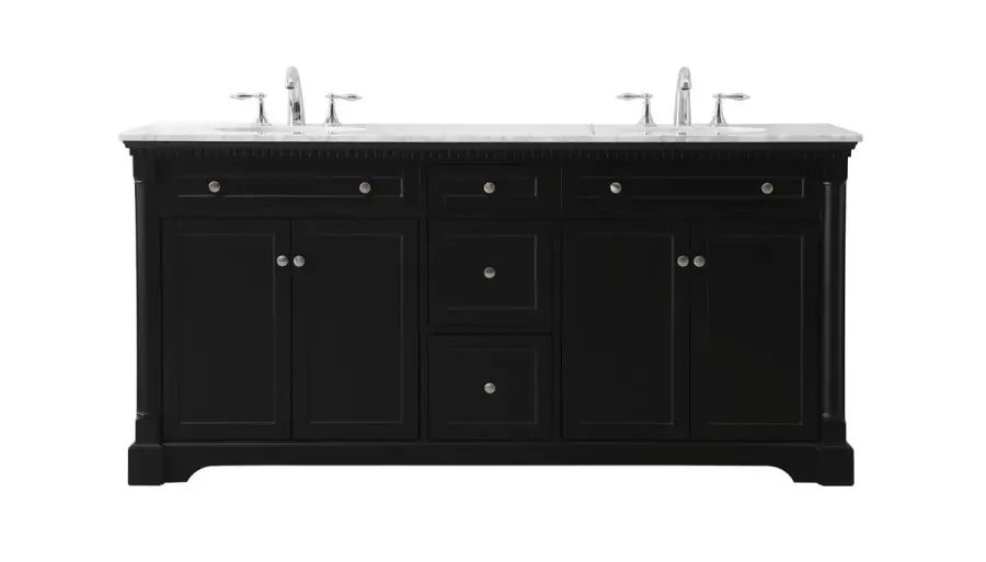 Clarence 72" Double Bathroom Vanity in Black