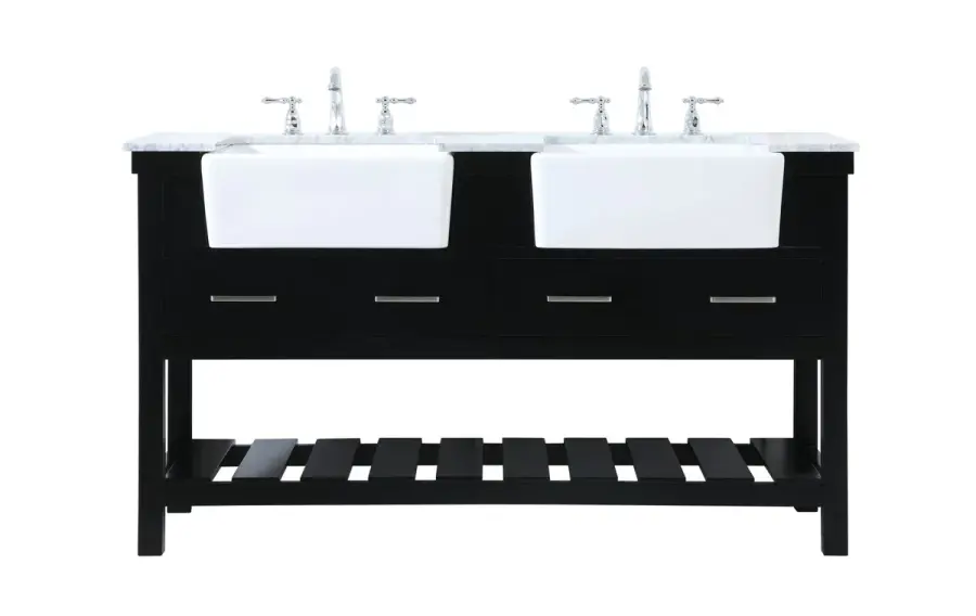 Clement 60" Double Bathroom Vanity in Black