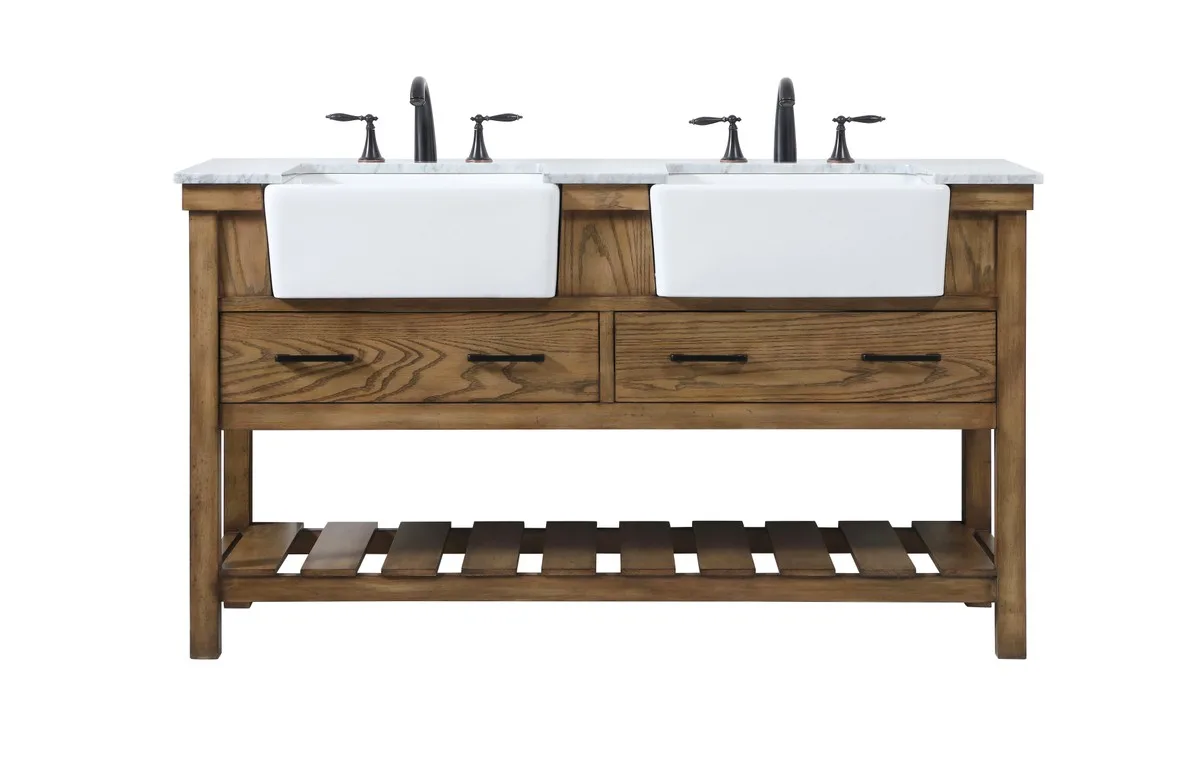 Clement Double Bathroom Vanity in driftwood