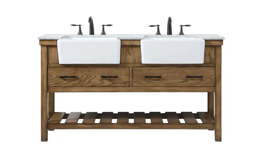 Clement 60" Double Bathroom Vanity in Driftwood