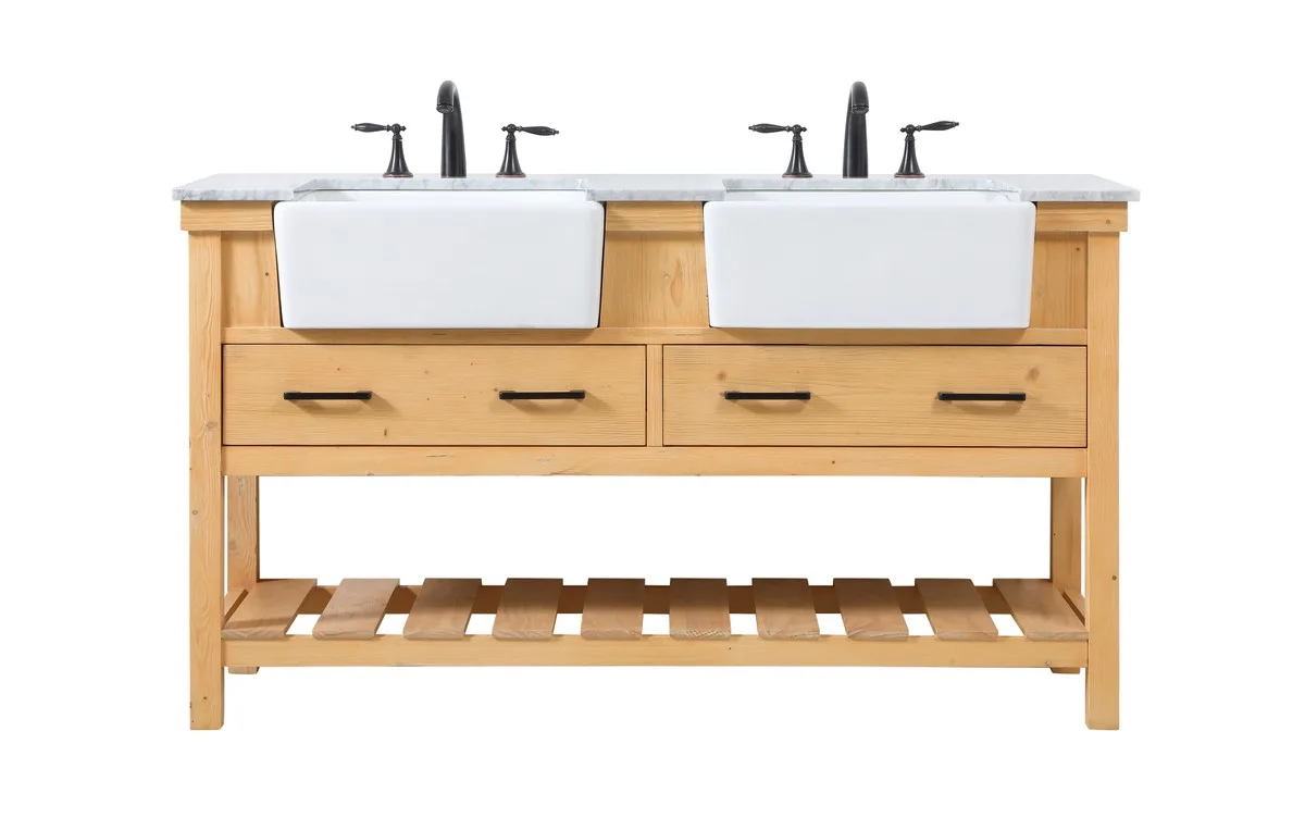 Clement Double Bathroom Vanity in natural wood